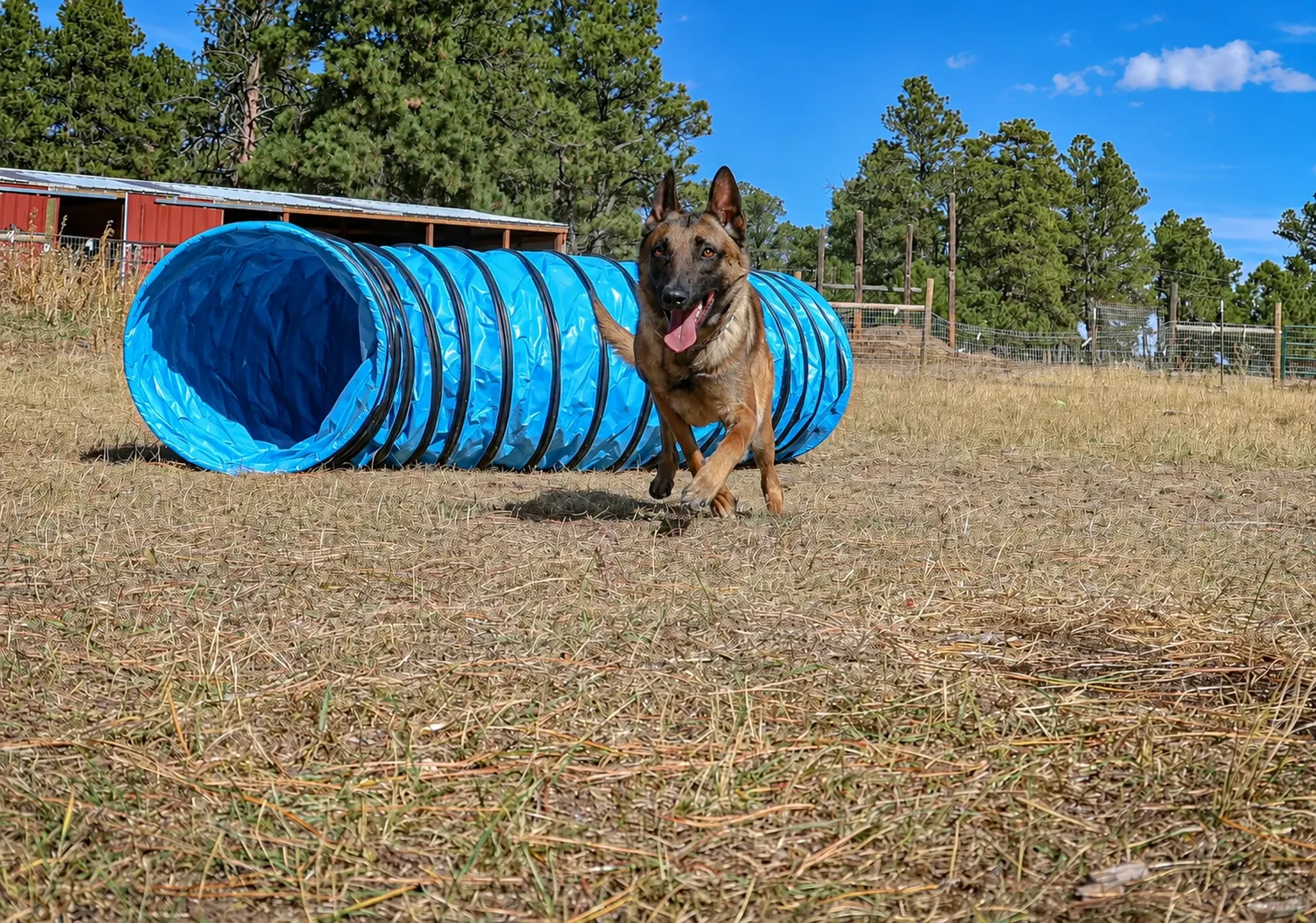 Dog In Blue Tunnel at Pinnacle K9.