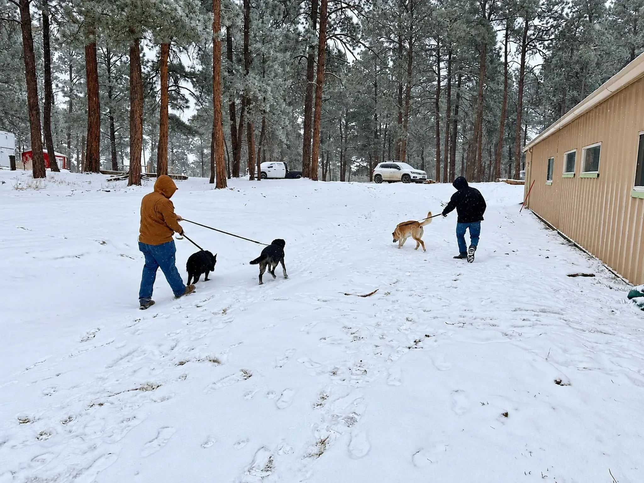 Dogs In Snow at Pinnacle K9.