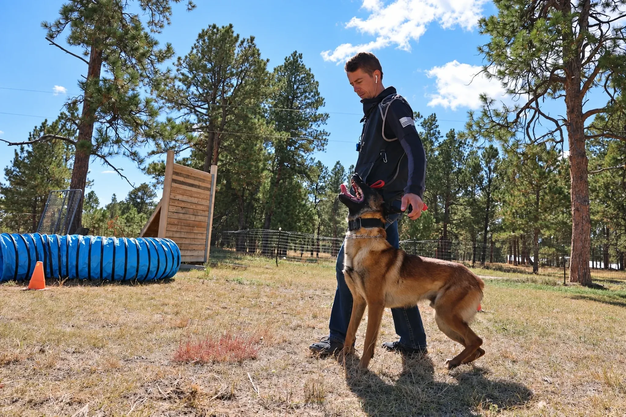Handler Walking Dog at Pinnacle K9.