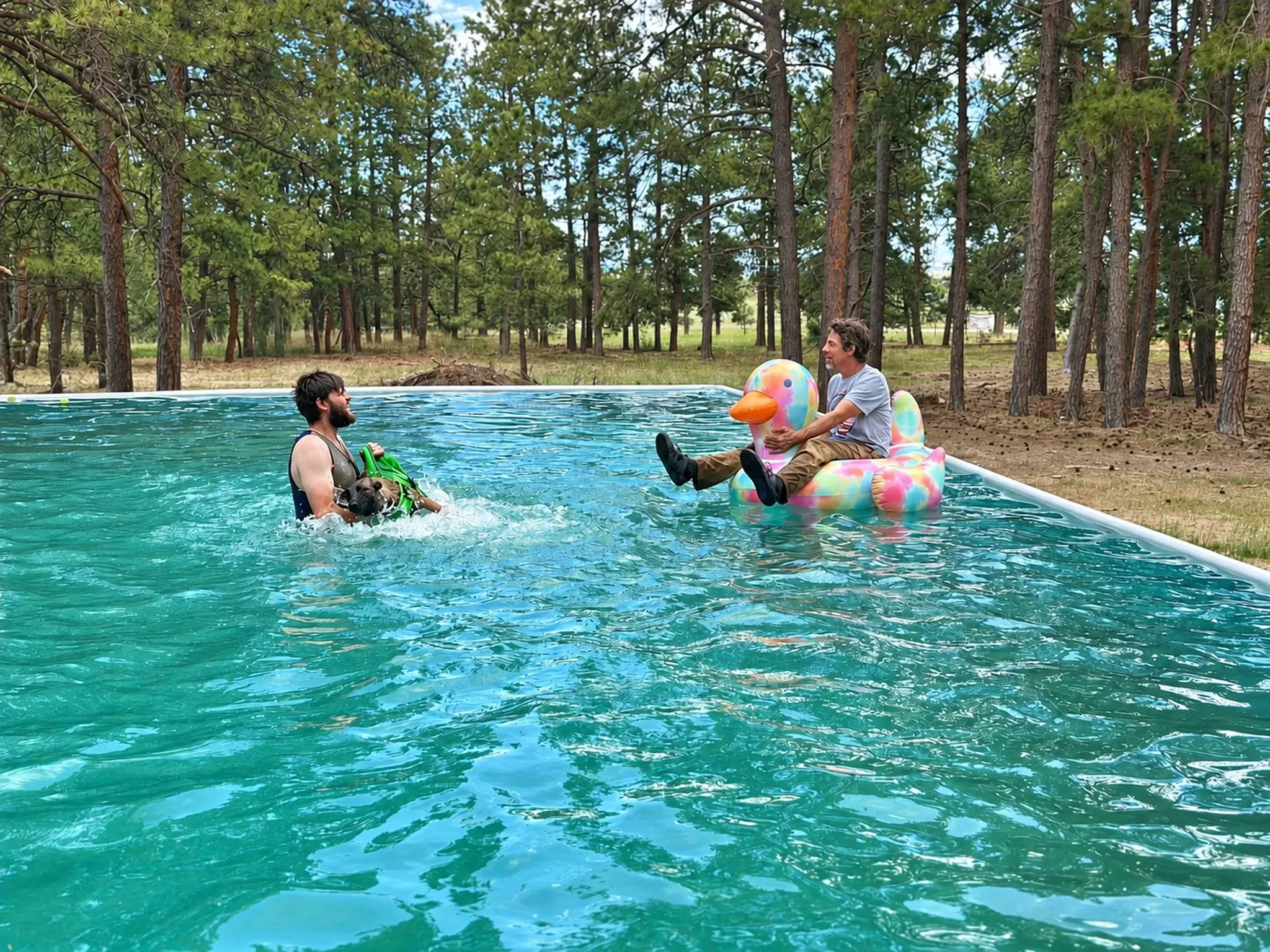 People And Dogs In Pool at Pinnacle K9.